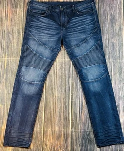 True Religion Jeans Mens 40x36 Blue Rocco Moto Relaxed Skinny Cargo Distressed - Picture 1 of 9
