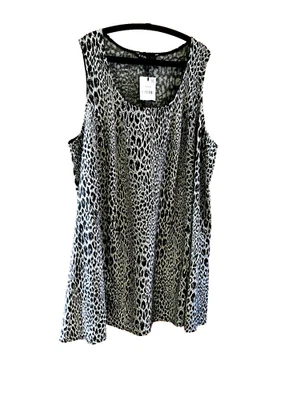 Animal print top Size26-28 floaty sleevless round neck stretch Black and White - Image 1 of 4
