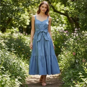 Abito donna Lauren Ralph Lauren nuovo con etichette misto cotone cravatta davanti a strati taglia 16W - Foto 1 di 9