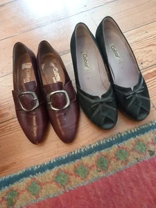 2 Pairs GABOR SHOES Vintage Black Size 4 and Brown Size 4.5. - Picture 1 of 2