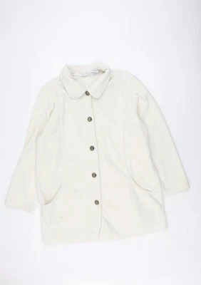 Blair Women's Ivory Fleece Jacket Large, Buttoned - Image 1 of 4