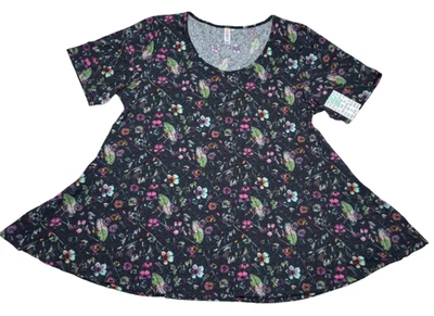 Top para mujer LuLaRoe talla 2XL perfecto T negro rosa azul púrpura floral 2X XXL NUEVO CON ETIQUETAS Foto 1 de 4