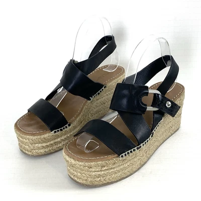 Rag & Bone New York Womens August Espadrille Platform Sandals 37 1/2 Black - Image 1 of 4