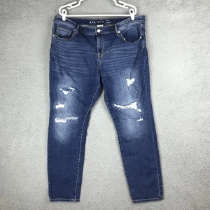 Ava & Viv Jeans Womens 20W Blue Skinny Distressed Power Stretch Mid Rise Denim - Picture 1 of 11