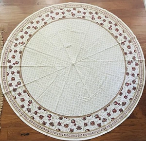 Floral Round Tablecloth 68” Made In India 100% Cotton - Picture 1 of 10
