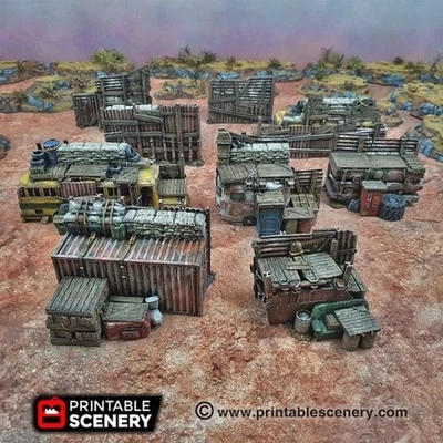 PRINTABLE SCENERY Tabletop Gaming Scatter Terrain Gaslands Fallout Warhammer - Junkyard Forts