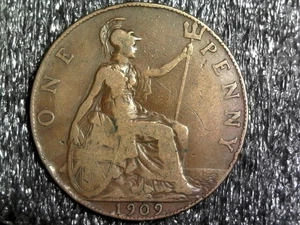 Moneda de un centavo extranjera de Gran Bretaña 1909 KM#794.2 (z1019) - Imagen 1 de 2