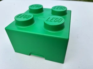 Vintage 1985 Lego Storage 4 Knob Brick Box Green Container Bin Case Denmark Made - Picture 1 of 5