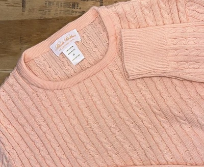 Suéter Brooks Brothers de algodón tejido con cable para mujer mediano melocotón hecho en EE. UU. Foto 1 de 4