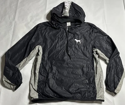 VICTORIA SECRET PINK Womens Quarter Zip Pullover Hooded Windbreaker Sz M-L - Image 1 of 4