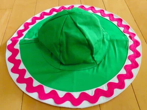 NWT Gymboree ISLAND LILY Sun Hat Girls' Size 8 & Up Green w Magenta Ric-Rac - Picture 1 of 5