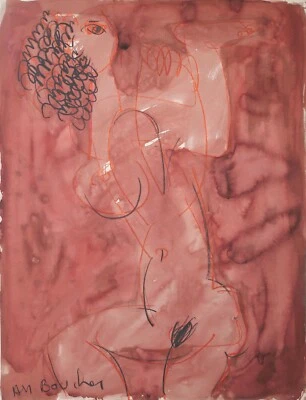 Alain Michel Boucher - Painting Original - Gouache - Woman Nude 2 - Image 1 of 4