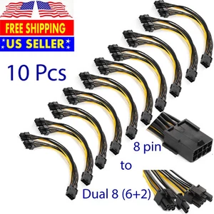 10PCS PCIE 8 pin Female to Dual PCI-E 8(6+2)Male GPU Power Cable Splitter 18 AWG - Picture 1 of 4