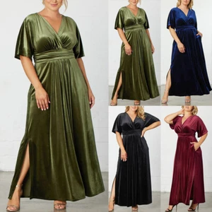 Plus Size 20-28 Womens Evening Party Ball Gown V Neck Elegant Long Maxi Dresses - Picture 1 of 22