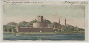 Incisione a mano inizio Ottocento del forte ai Dardanelli, Gallipoli - Foto 1 di 1