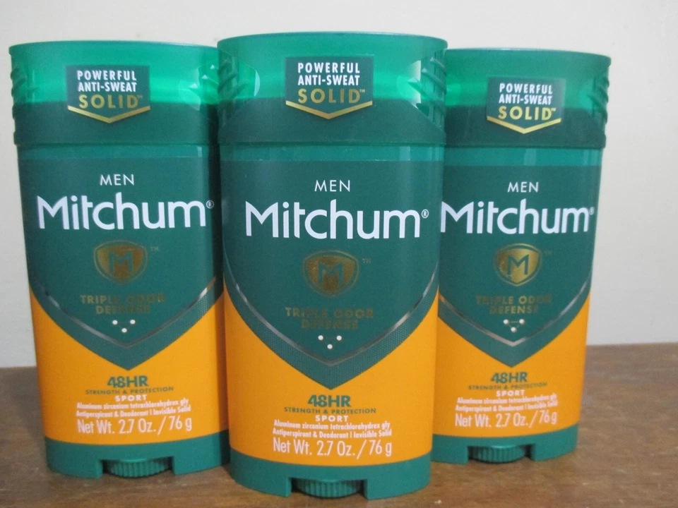 3x Mitchum Men Triple Odor Defense DEPORTE Desodorante Antitranspirante Sólido 2.7 OZ Foto 1 de 1