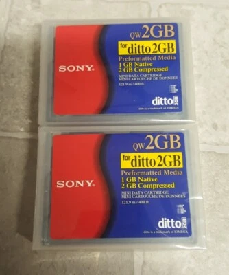 NEW Lot of 2 Sony QW2GB for ditto 2GB Preformatted Media Mini Data Cartridge - Image 1 of 4