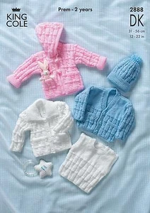 King Cole 2888 Knitting Pattern Baby Cardigans. Jacket, Slipover & Hat in DK - Picture 1 of 1