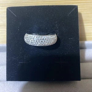 Size 9 Silver Titanium With Crystals Band Ring  - Picture 1 of 3