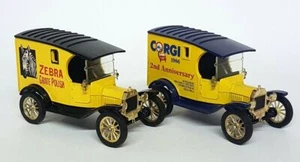 Corgi Classics Ford T Vans X2 Zebra Grate Polish + 1986 Anniversary Model Vans - Picture 1 of 2