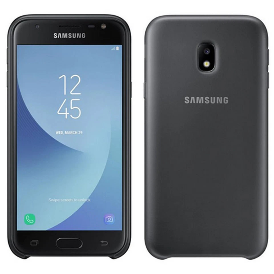 Samsung Custodia Originale Galaxy J3 2017 J330F Dual Layer back Cover Case Nero - Immagine 1 di 4