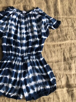 ESPLÉNDIDO MAMELUCO SHORTS para niñas 6X shibori Tie Dye Dip AZUL Boho Foto 1 de 4