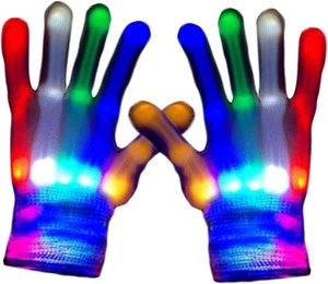 Led Gloves 5 Colors 6 Modes Light up Rave Medium (Age 8-13) - Picture 1 of 6