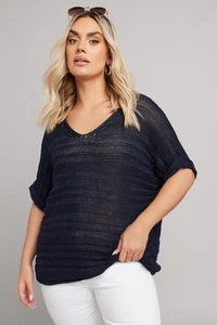 Yours Curve Women's Plus Size Metallic Knitted Top - Picture 1 of 17
