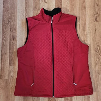 Chaleco polar acolchado reversible rojo Karen Scott para mujer L cremallera frontal capas cálidas Foto 1 de 4