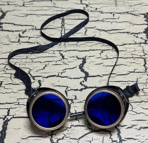 Gafas de Soldadura Steampunk Gafas Lentes Azules Divididas Juegos con disfraces Disfraz de Halloween - Imagen 1 de 6