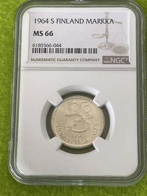MS66 Highly Graded Foreign Silver Coin, Finland, 1964, 1 Markka Certified by NGC - Image 1 of 4