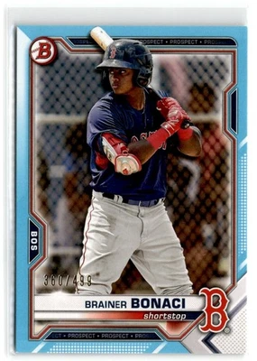 2021 Bowman Draft Sky Blue Brainer Bonaci 360/499 #BD-54 Boston Red Sox - Image 1 of 2