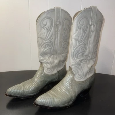 Dan Post Winston Tegu Botas Lagarto Cuero Verde y Crema S4281 Talla 8M Foto 1 de 4