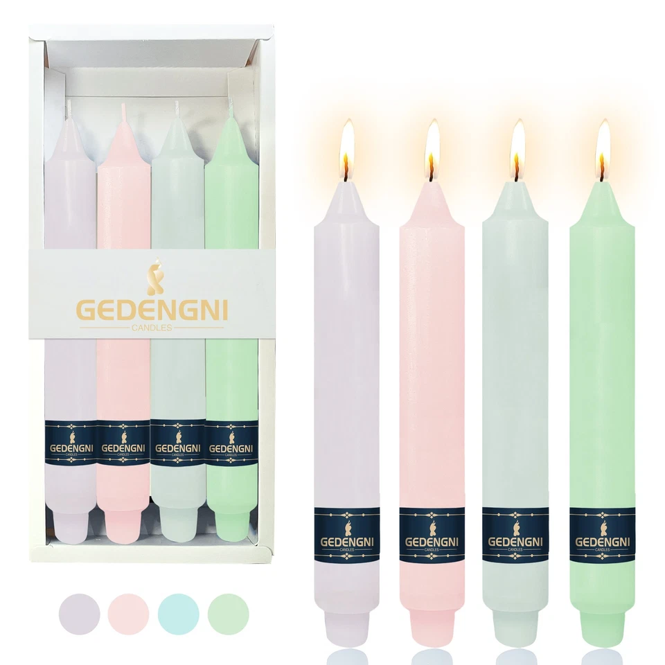 Paquete de 8 velas de pilar decoración del hogar velas cónicas sin perfume 9" velas de cena 10H Foto 1 de 4