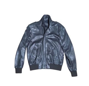 North Beach Leather Bomber Flight Jacket Sz 42 Michael Hoban Black Buttery Soft  - Picture 1 of 9