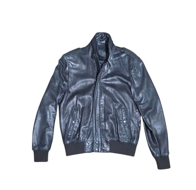 North Beach Leather Bomber Flight Jacket Sz 42 Michael Hoban Black Buttery Soft  - Image 1 of 4