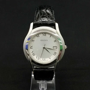 Gucci 5500M Silver Men Quartz Swiss Made Watch Working Used - Picture 1 of 9