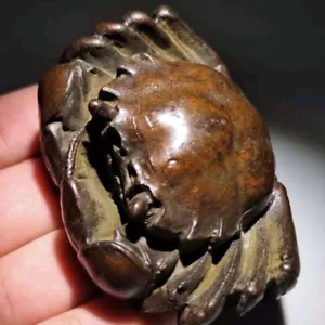 Art collection bronze hand carved wealth crab Figure statue netsuke tea pet - Picture 1 of 7