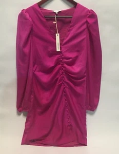 Crescent Brand Gathered Button Up Dress Fuchsia Size XS - Picture 1 of 12