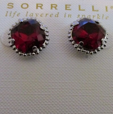 Pendientes Sorrelli Siam Rojo EBX10RHSI Paladio Acabado Tono Plata Poste Tachuelas Foto 1 de 2