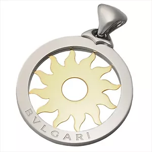 Bvlgari Tondo Sonne großer Anhänger Halskette Top 750 Gelbgold Edelstahl - Bild 1 von 4