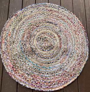SAFAVIEH Cape Cod 3’ Round Braided Rug Beige & Multi Handmade - Picture 1 of 3