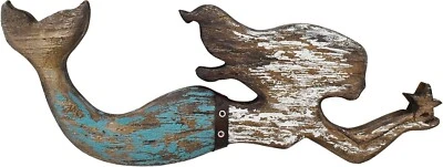 Letrero colgante de placa de sirena de madera decoración de pared arte de playa decoración náutica Foto 1 de 4