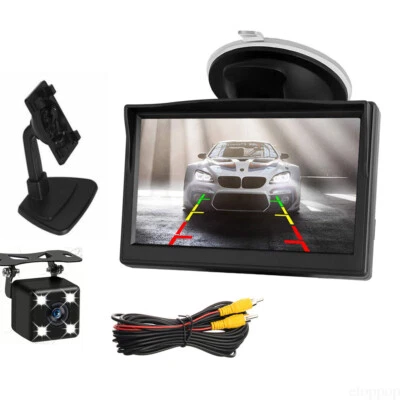 Backup Camera 5'' HD Monitor Screen Car Reversing Rear View Camera Dual Mounts - Image 1 of 4