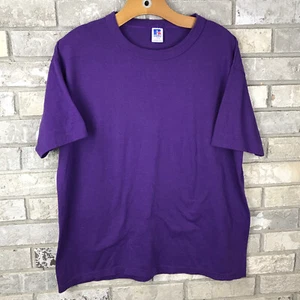 Vintage 90s Russell Athletic USA Made Size Large Blank Purple T Shirt Vtg Custom - Picture 1 of 7