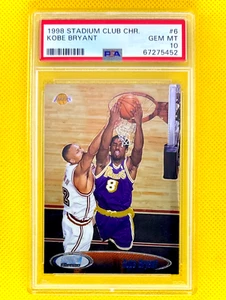 KOBE BRYANT SILVER CHROME TOPPS STADIUM CLUB #6 PSA 10 POP 71 LAKERS LEGENDARY! - Picture 1 of 3