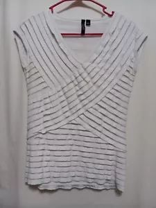Essentials by Milano Short Sleeve Ruffle White Blouse Women's Small - Picture 1 of 7