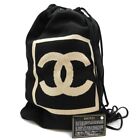 CHANEL CC  Logo Drawstring Backpack Bag Cotton Black France M503