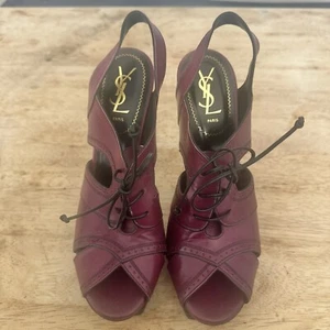 YSL Purple Platform Lace Up Stilettos- Size 40 YVES SAINT LAURENT Shoes - Picture 1 of 4
