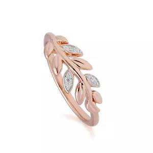 O Leaf Diamond Olive Branch Ring in 9ct Rose Gold - Picture 1 of 2
